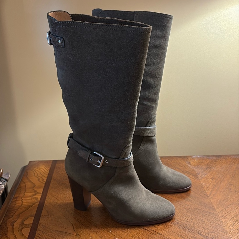 Coach Beverly  Sage Green Suede Knee-High Boots